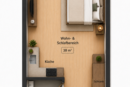 Wohnung Pforzheim - 1 Zimmer, 38 m&sup2;, 620&euro; | Angebot:26699400