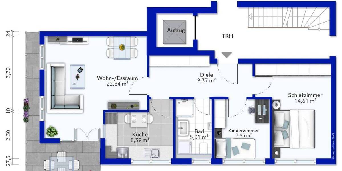 Etagenwohnung Tübingen Südstadt - 3 Zimmer, 73 m&sup2;, 365.000&euro; | Angebot:26688004