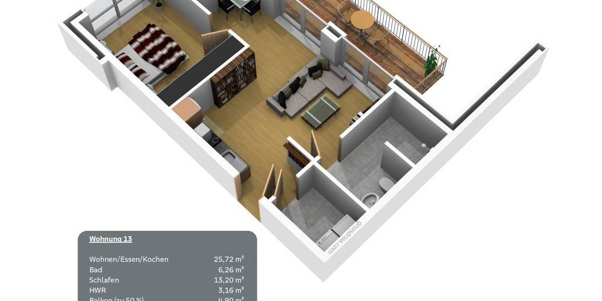 Etagenwohnung Werlte - 2 Zimmer, 53 m&sup2;, 194.000&euro; | Angebot:25736961