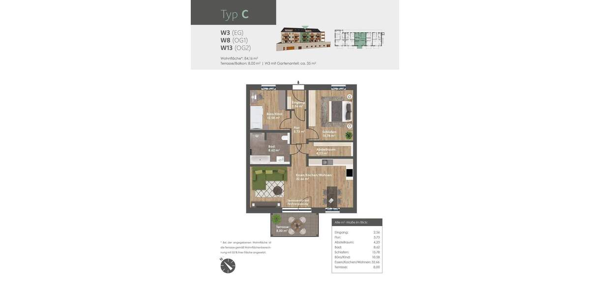 Etagenwohnung Beilngries Leising - 3 Zimmer, 84 m&sup2;, 450.500&euro; | Angebot:25778777