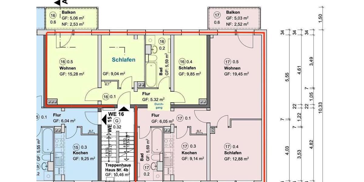 Etagenwohnung Sanitz - 5 Zimmer, 104 m&sup2;, 1.295&euro; | Angebot:25925494