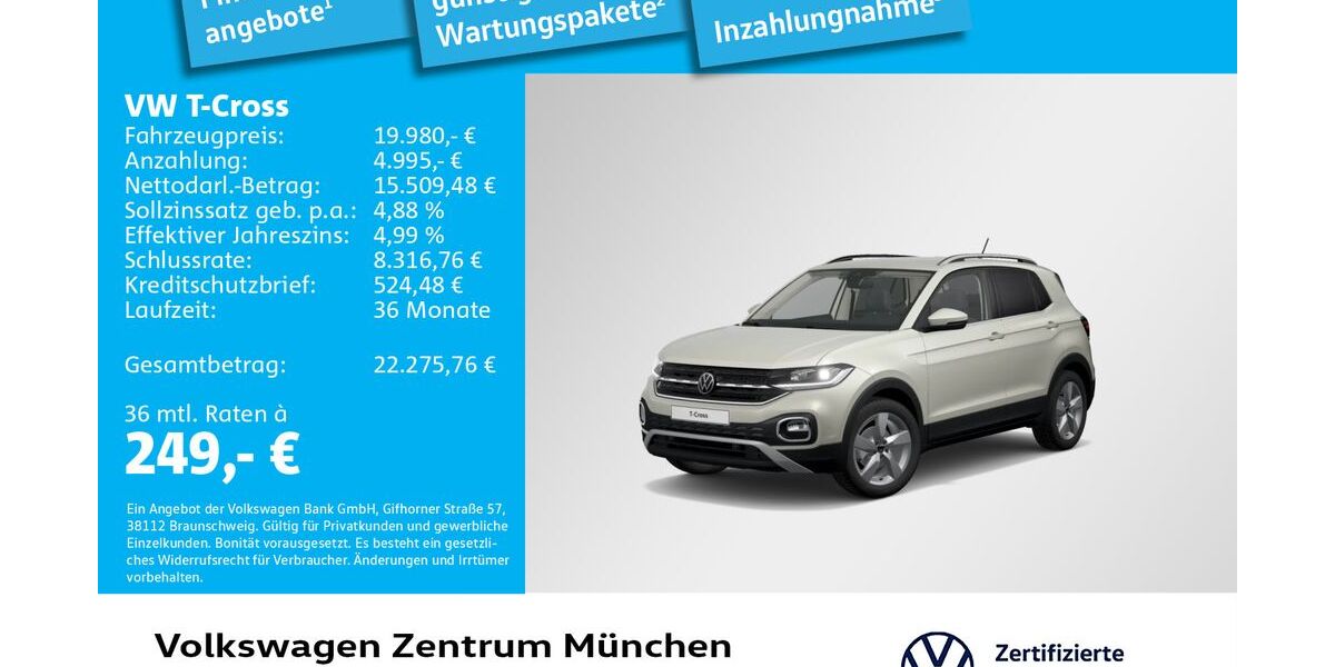 VW T-Cross 74.977 km 19.980 &euro; München 80687