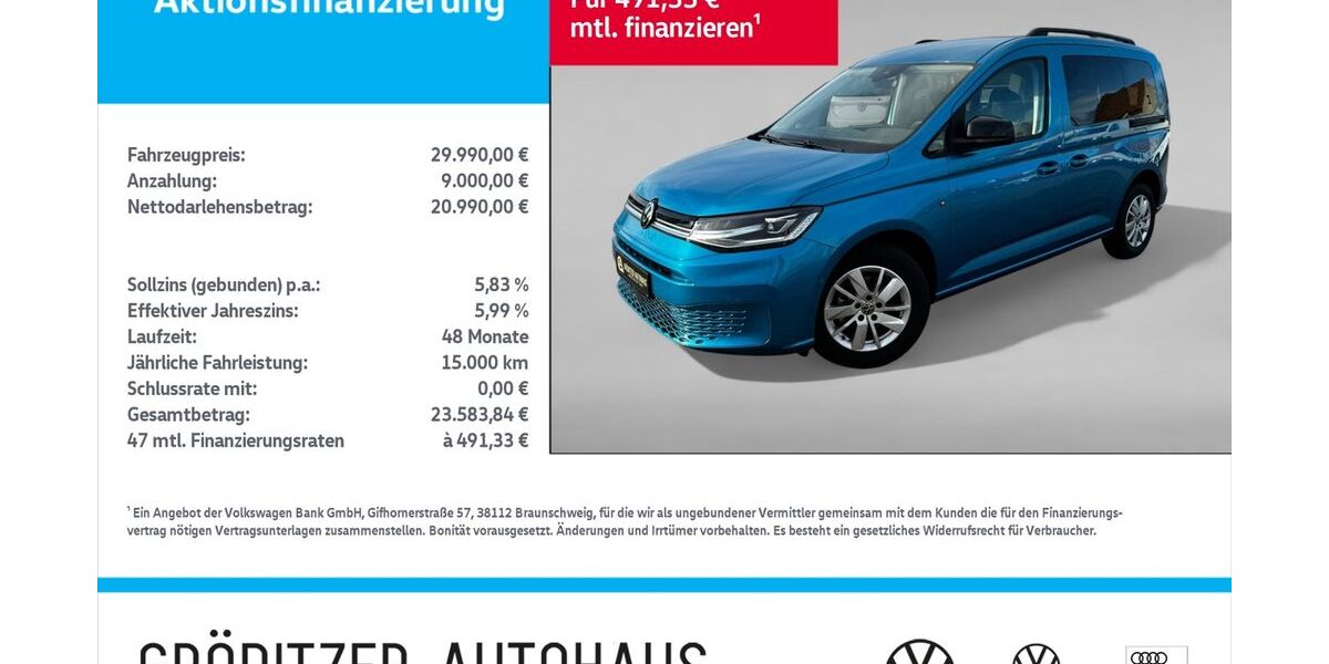 VW Caddy 9.600 km 29.989 &euro; Gröditz 01609