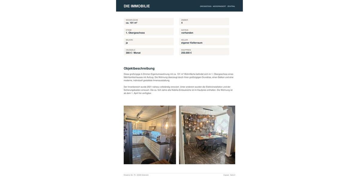 Etagenwohnung Gütersloh - 4 Zimmer, 101 m&sup2;, 250.000&euro; | Angebot:27296268