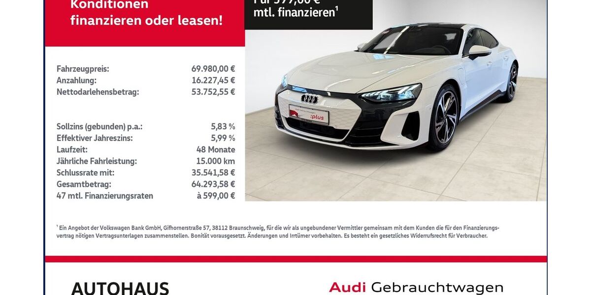 Audi e-tron GT 17.839 km 67.779 &euro; Bitterfeld-Wolfen 06749