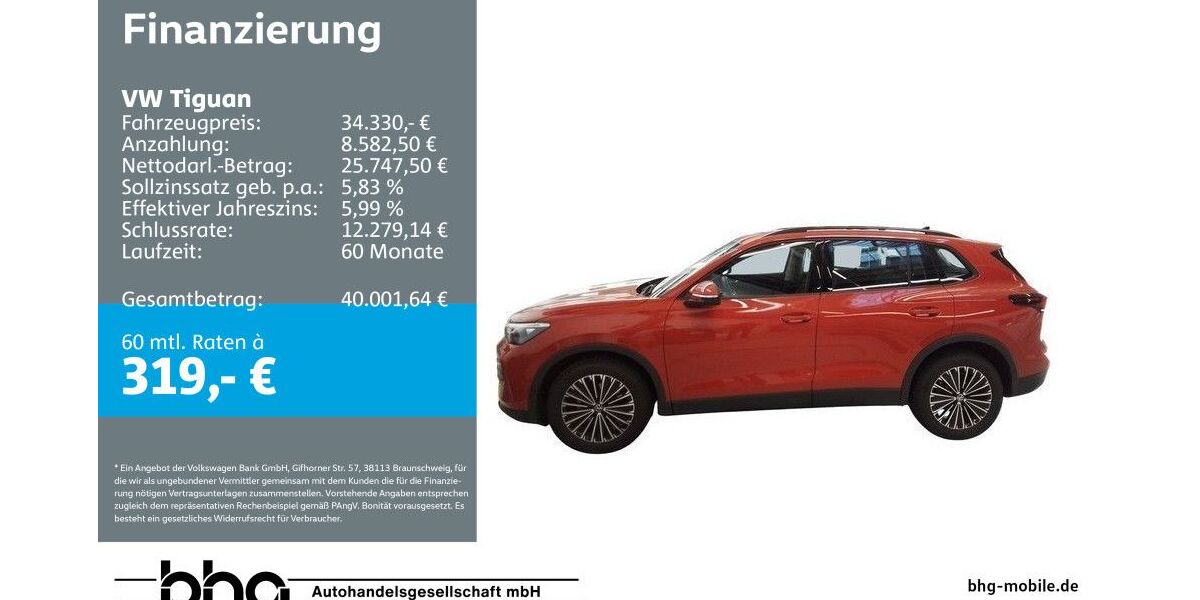 VW Tiguan 4.757 km 34.330 &euro; Kehl 77694