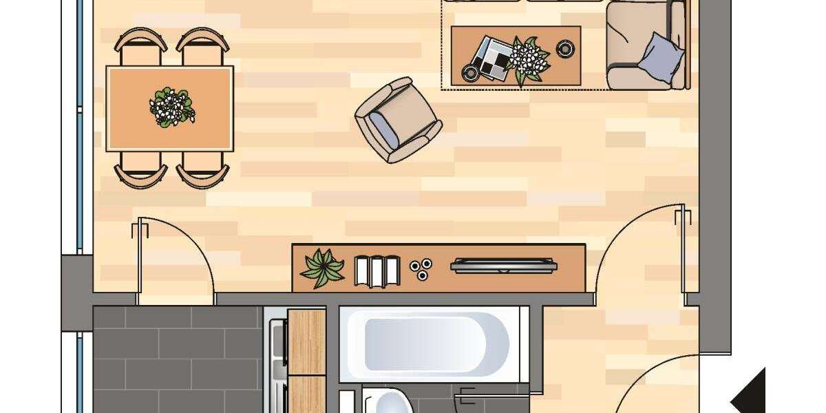 Etagenwohnung Wilhelmshaven Innenstadt - 1 Zimmer, 30 m&sup2;, 239&euro; | Angebot:26827395
