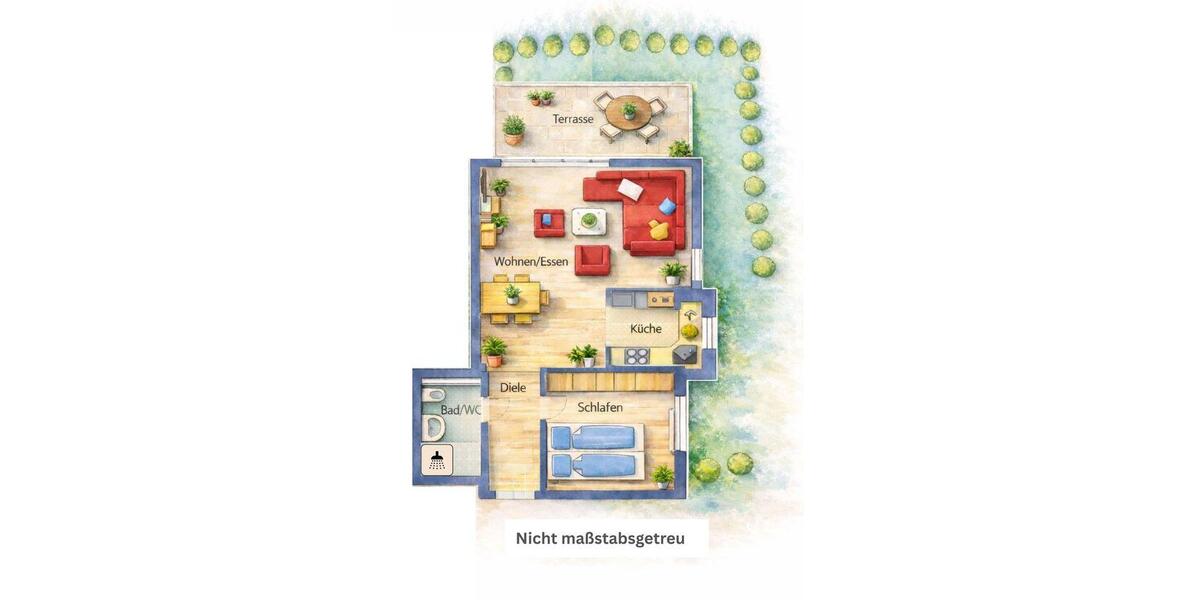 Erdgeschoßwohnung Bietigheim-Bissingen Bissingen - 2.5 Zimmer, 58 m&sup2;, 314.000&euro; | Angebot:26996886