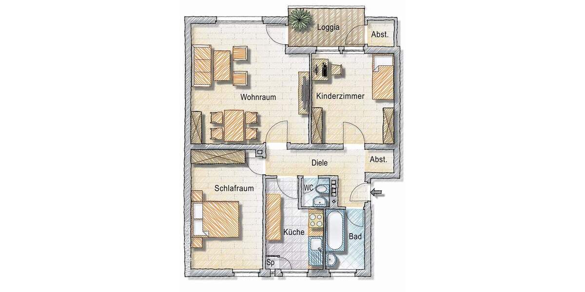 Etagenwohnung Oberasbach Kreutles - 3 Zimmer, 75 m&sup2;, 275.000&euro; | Angebot:23353692