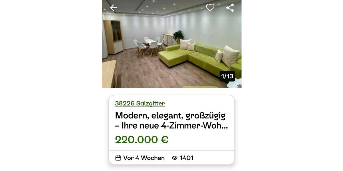 Etagenwohnung Salzgitter - 4 Zimmer, 120 m&sup2;, 199.000&euro; | Angebot:26339622