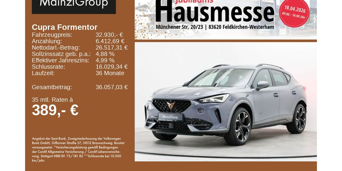 Cupra Formentor 38.807 km 32.930 &euro; Feldkirchen/Westerham 83620