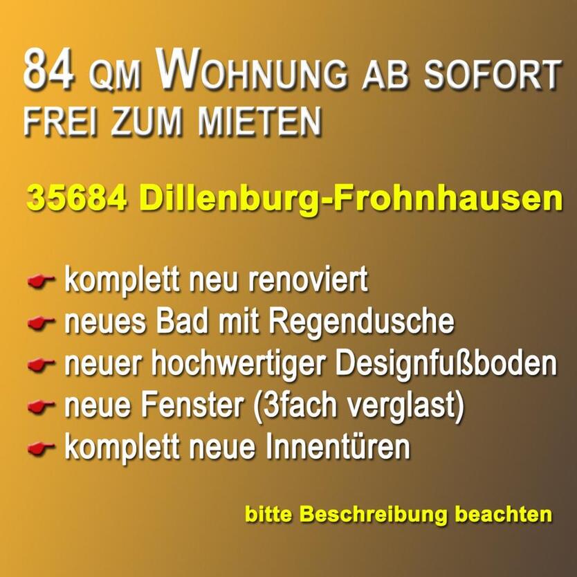 84m² neu renov. Wohnung Dillenburg-Frohnhausen zimmer
