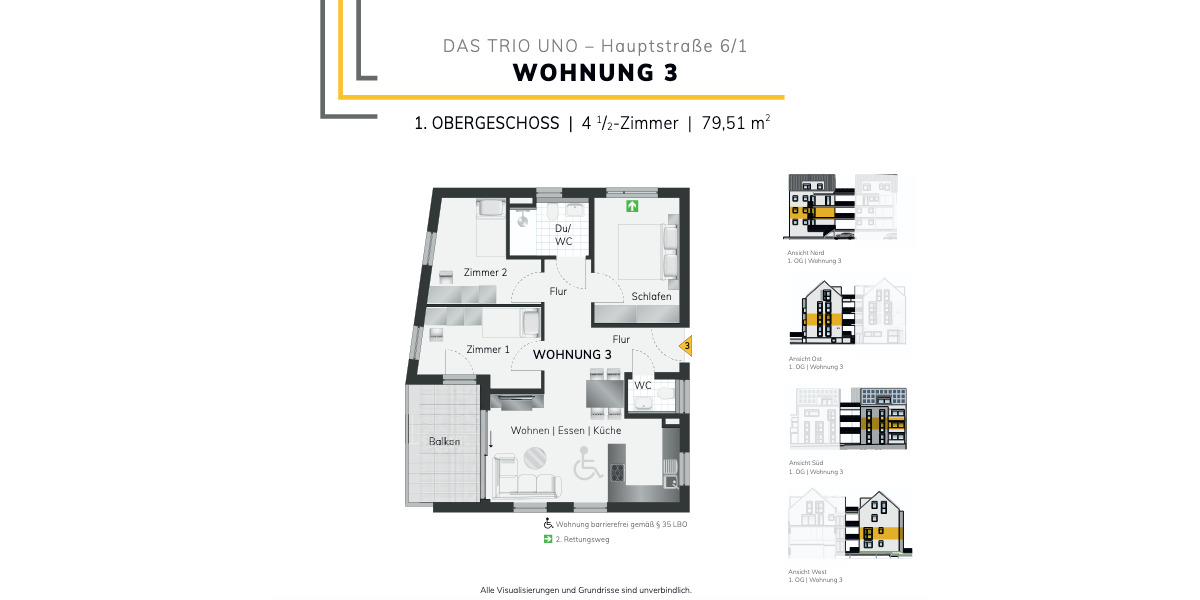 Etagenwohnung Fellbach-Oeffingen Oeffingen - 4 Zimmer, 79 m&sup2;, 508.900&euro; | Angebot:25630378