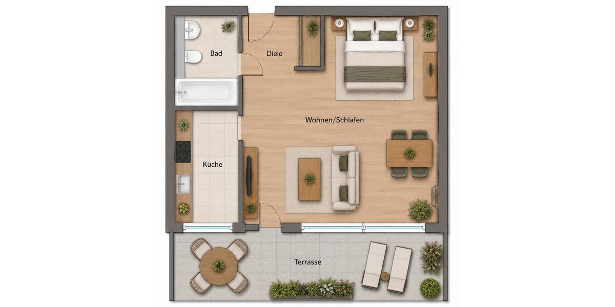 Erdgeschoßwohnung Bad Wörishofen - 1 Zimmer, 35 m&sup2;, 133.000&euro; | Angebot:27009028