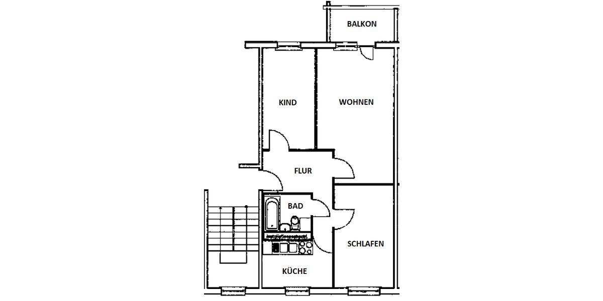 Etagenwohnung Bernsdorf - 3 Zimmer, 61 m&sup2;, 138&euro; | Angebot:23089920