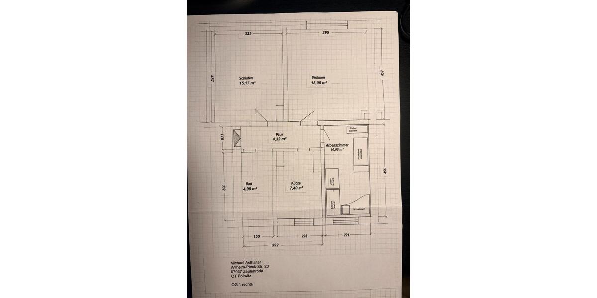 Dachgeschoßwohnung Weida - 2.5 Zimmer, 60 m&sup2;, 300&euro; | Angebot:25047677