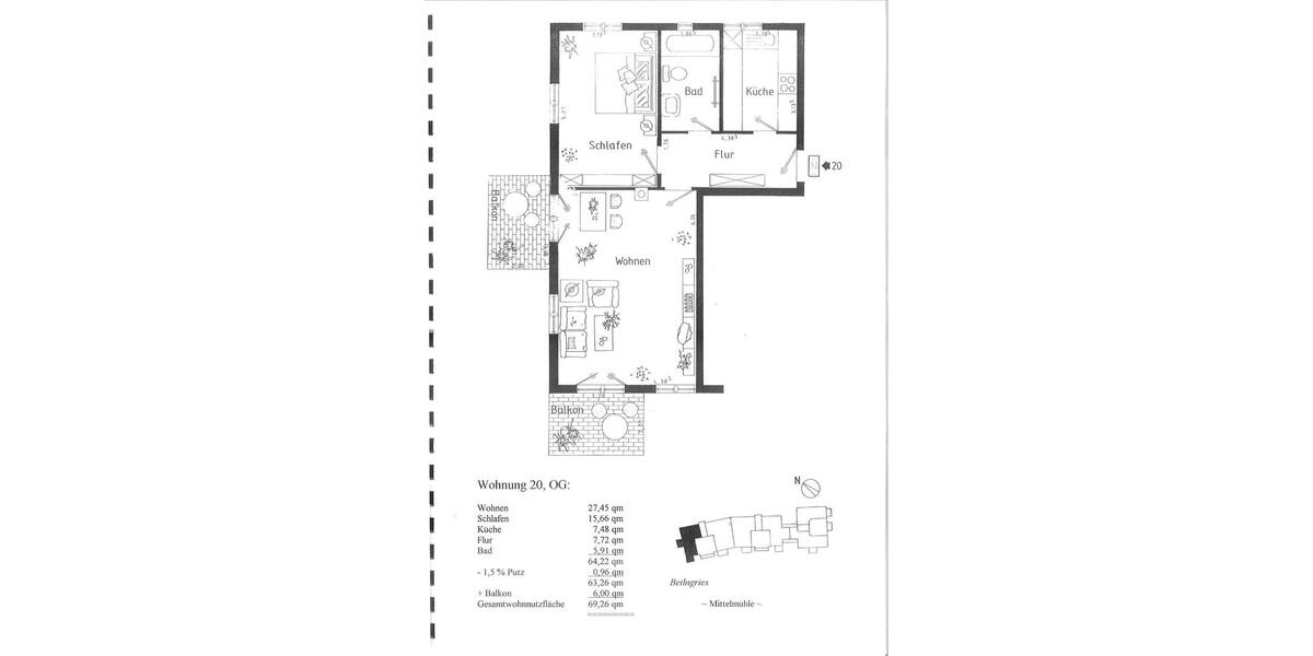 Etagenwohnung Beilngries - 2 Zimmer, 69 m&sup2;, 740&euro; | Angebot:26562510
