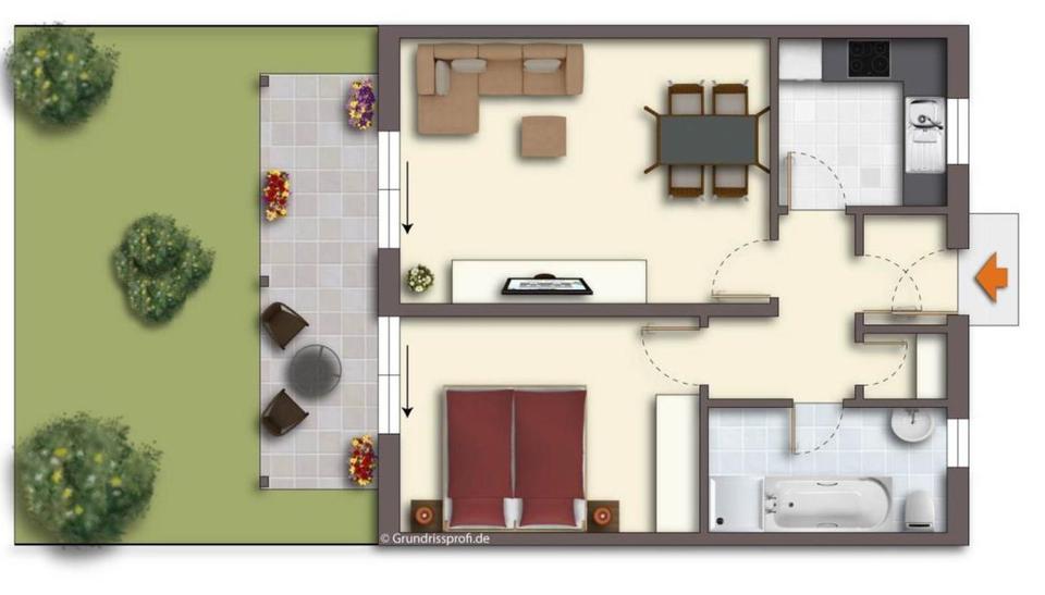 Erdgeschoßwohnung Fritzlar - 2 Zimmer, 61 m&sup2;, 180.000&euro; | Angebot:25402516