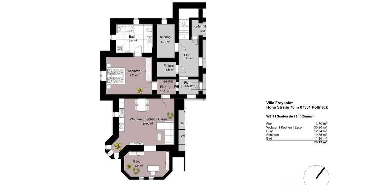 Etagenwohnung Pößneck - 2.5 Zimmer, 78 m&sup2;, 575&euro; | Angebot:26319722