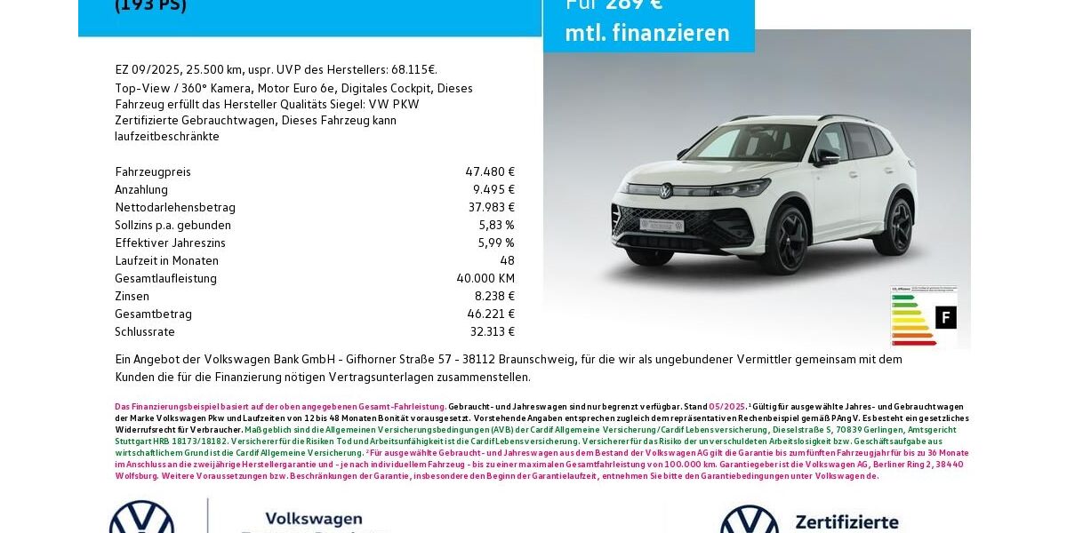 VW Tiguan 25.500 km 47.480 &euro; Bamberg 96052