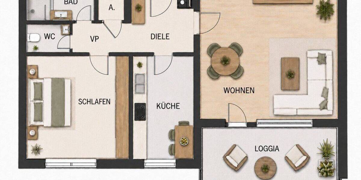 Etagenwohnung Aalen Unterkochen - 2 Zimmer, 65 m&sup2;, 249.900&euro; | Angebot:26902801