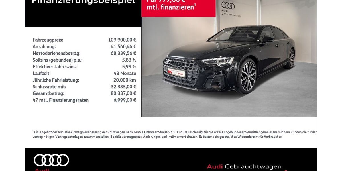 Audi A8 10.000 km 109.900 &euro; Rostock 18059