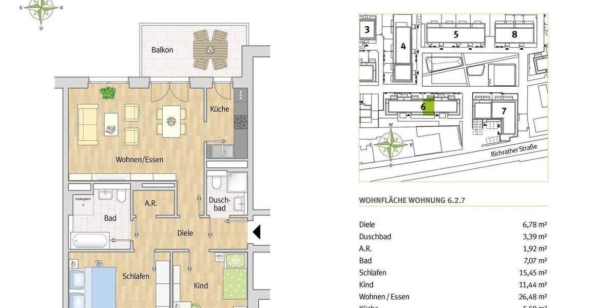 Etagenwohnung Langenfeld Immigrath - 3 Zimmer, 83 m&sup2;, 1.120&euro; | Angebot:25071384