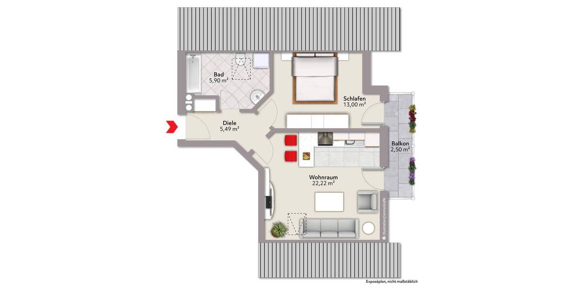 Etagenwohnung Schwabmünchen - 2 Zimmer, 47 m&sup2;, 175.000&euro; | Angebot:26105603