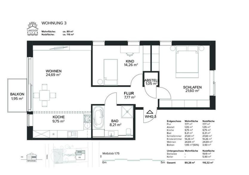 Schöne 3-Zimmer Neubau-Wohnung mit Seeblick in Schwabing