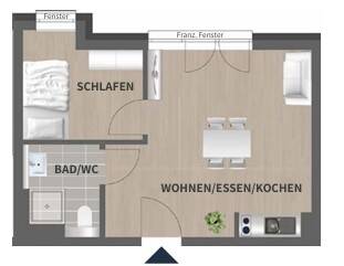 Etagenwohnung Fürth Innenstadt - 2 Zimmer, 34 m&sup2;, 590&euro; | Angebot:26345416
