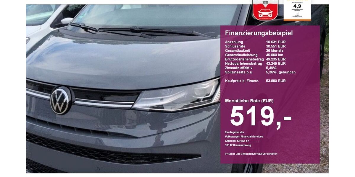 VW T7 Multivan 12.600 km 53.880 &euro; Albbruck 79774