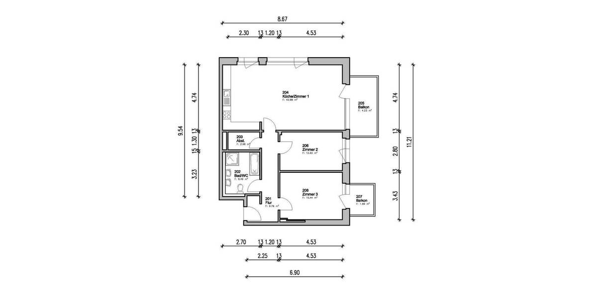 Etagenwohnung Bremen Handelshäfen - 3 Zimmer, 96 m&sup2;, 498.000&euro; | Angebot:26838209
