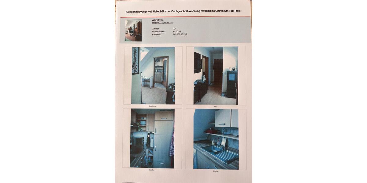 Dachgeschoßwohnung Unterschleißheim - 2 Zimmer, 45 m&sup2;, 249.000&euro; | Angebot:26822045