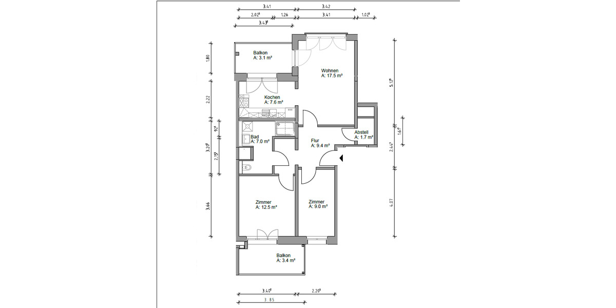 Etagenwohnung Prenzlau - 3 Zimmer, 70 m&sup2;, 452&euro; | Angebot:26443929