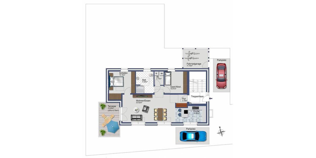 Terrassenwohnung Borken - 3 Zimmer, 87 m&sup2;, 1.005&euro; | Angebot:26807257