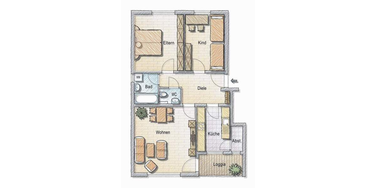 Etagenwohnung Rosenheim Süd - 3 Zimmer, 73 m&sup2;, 950&euro; | Angebot:25532593