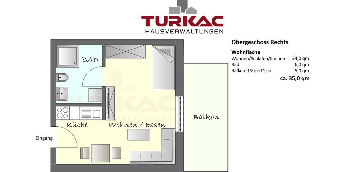 Etagenwohnung Hüttenberg - 1 Zimmer, 35 m&sup2;, 560&euro; | Angebot:26198028