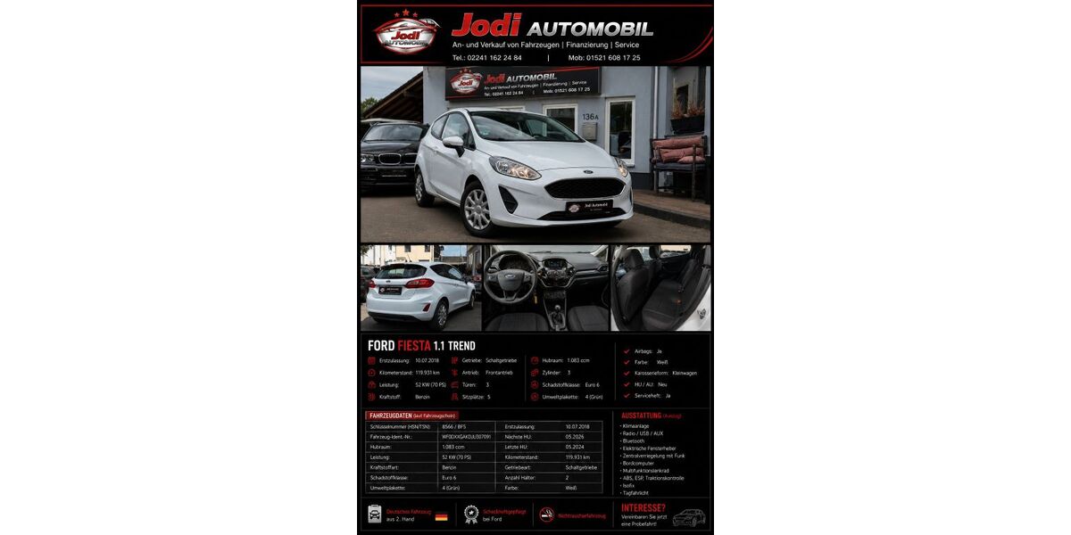 Ford Fiesta 119.931 km 6.200 &euro; Siegburg 53721