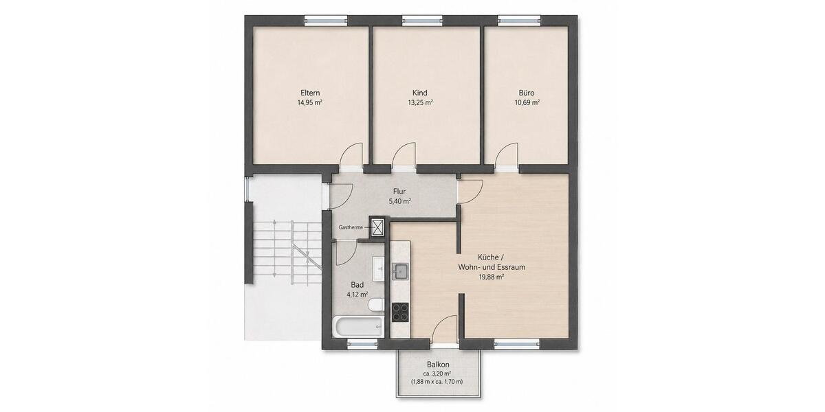 Etagenwohnung Weiden in der Oberpfalz - 3.5 Zimmer, 67 m&sup2;, 184.000&euro; | Angebot:26886383