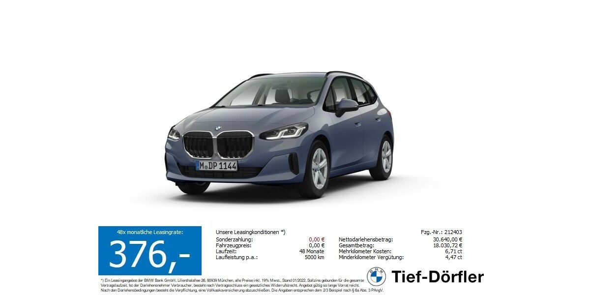 BMW 220 Active Tourer 4.680 km 30.640 &euro; Marktsteft 97342