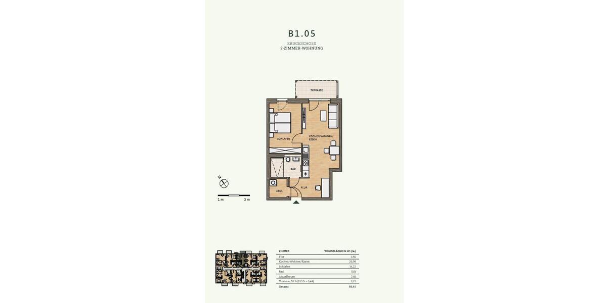 Erdgeschoßwohnung Bad Kreuznach Bad Münster am Stein-Ebernburg - 2 Zimmer, 56 m&sup2;, 761&euro; | Angebot:26364669