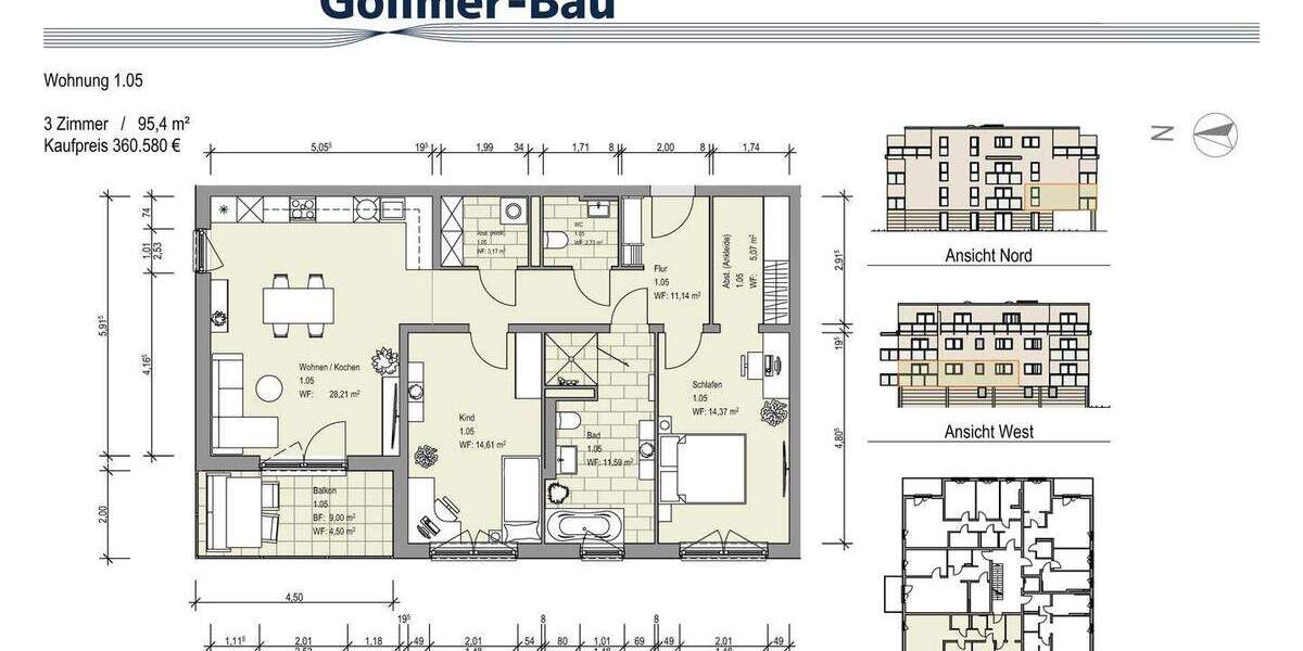 Etagenwohnung Sickte Niedersickte - 2 Zimmer, 70 m&sup2;, 259.900&euro; | Angebot:24212143