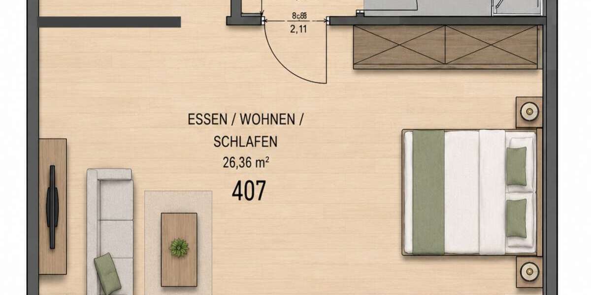 Etagenwohnung Limbach-Oberfrohna Oberfrohna - 1 Zimmer, 35 m&sup2;, 238&euro; | Angebot:27130430