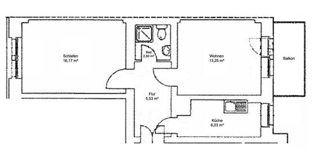 Etagenwohnung Dresden Pieschen-Nord/Trachenberge - 2 Zimmer, 46 m&sup2;, 410&euro; | Angebot:26359237
