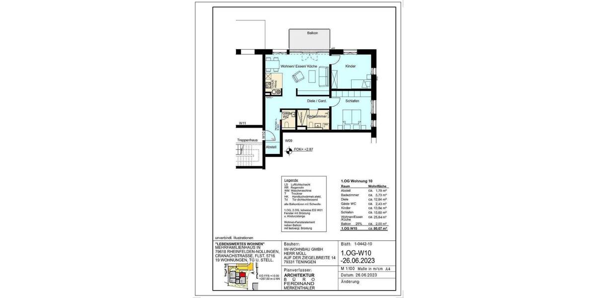 Etagenwohnung Rheinfelden (Baden) Rheinfelden - 3 Zimmer, 80 m&sup2;, 455.000&euro; | Angebot:26824469