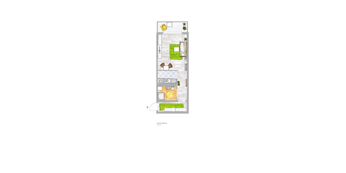 Erdgeschoßwohnung Döbeln - 1 Zimmer, 33 m&sup2;, 220&euro; | Angebot:26479897