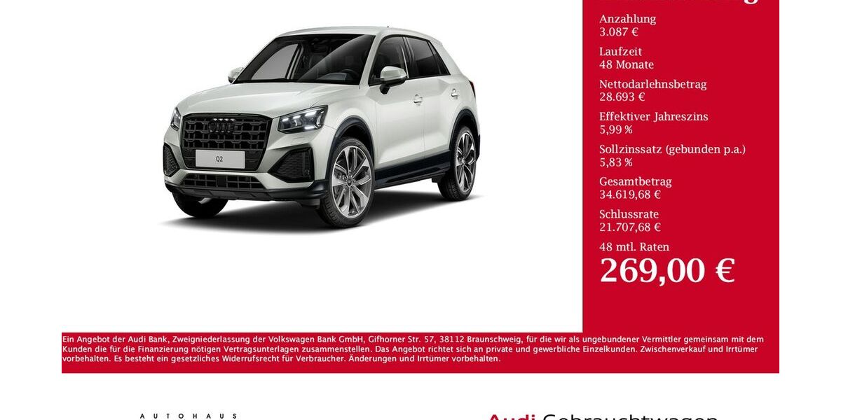 Audi Q2 2.485 km 31.780 &euro; Pronsfeld 54597