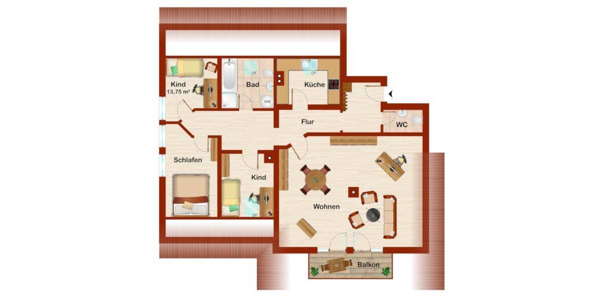 Etagenwohnung Bogen - 4 Zimmer, 108 m&sup2;, 198.000&euro; | Angebot:25705608
