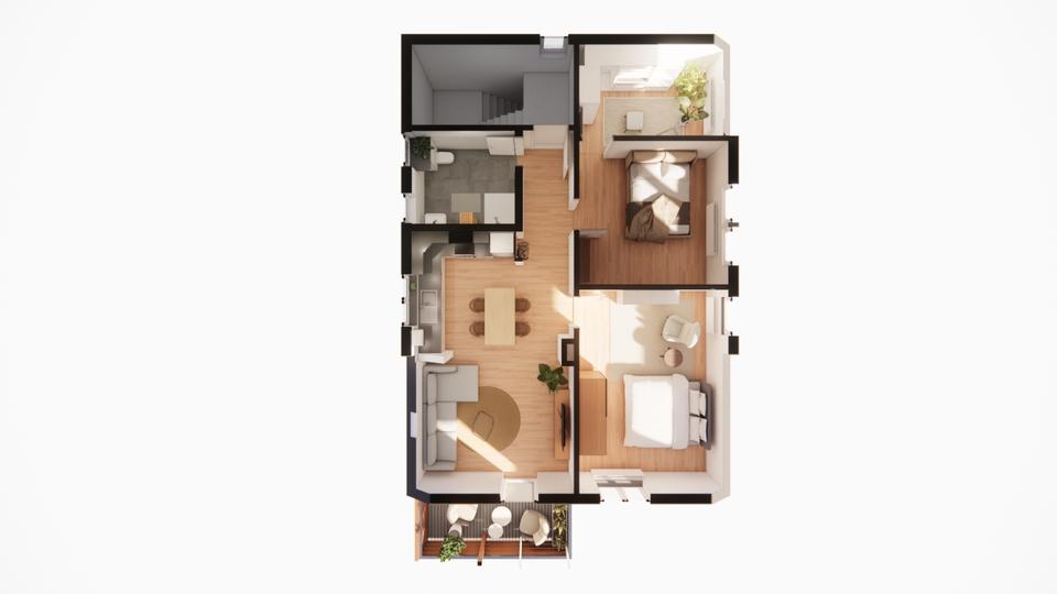 Dachgeschoßwohnung Aulendorf - 3.5 Zimmer, 91 m&sup2;, 1.100&euro; | Angebot:26033031