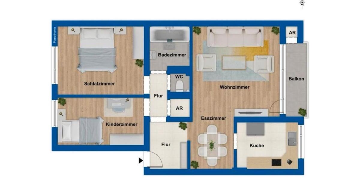 Etagenwohnung Duisburg Hamborn - 3.5 Zimmer, 76 m&sup2;, 169.500&euro; | Angebot:26624666